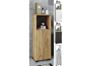 4051814431036 - Holz Midischrank Badschrank mit offenem Fach und einer Drehtür Maße H 93 x B 31 x T 30 cm Midischrank - Flandu