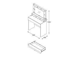 4051814431449 - Schminktisch Frisiertisch Schminkschrank Kosmetiktisch Spiegel Beleuchtung Schublade Kosmal (Farbe Weiß   Anthrazit)