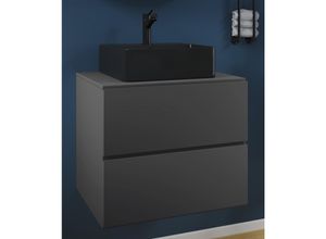 4051814431869 - 2-tlg Waschplatz Waschtisch schwarzes Waschbecken Unterschrank Breite 60 cm Badmöbel Set mit Schubladen Lendas S BL