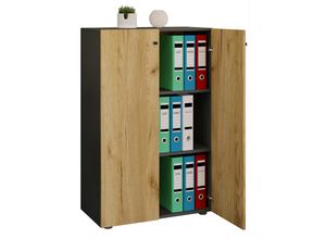 4051814432323 - Holz Büroschrank Aktenregal Lona 3 Fächer mit Drehtüren (Farbe Weiß   Honig-Eiche)