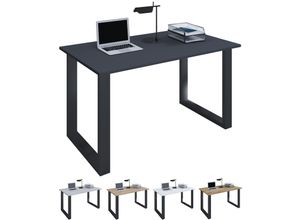 4051814432590 - Holz Schreibtisch Computertisch Lona U Alu Silber (Farbe Anthrazit Ausführung H 76 x B 80 x T 50 cm)