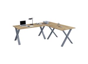 4051814434266 - Holz Schreibtisch Eckschreibtisch schlicht 220x220 L Form links oder rechts Arbeitstisch Platte 80 cm tief Computertisch Büromöbel - Lona X
