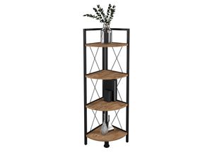 4051814434884 - Standregal Holz Metall Eckregal Aufbewahrung Stand Regal Bücherregal Deko Bücher Standregal Insasi 4 Gr 34 honig eiche B34cm H122cm T34cm Holzwerkstoff Holz Spanplatte Regale