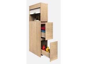 4051814435300 - Badmöbel Nischenschrank Raumteiler Badschrank Midischrank Schublade Tasalo (Farbe Honig-Eiche)