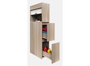 4051814435317 - Badmöbel Nischenschrank Raumteiler Badschrank Midischrank Schublade Tasalo (Farbe Sonoma-Eiche)