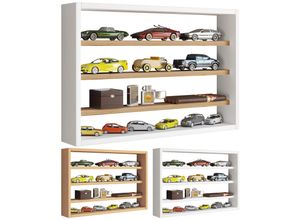 4051814435409 - Holz Wandregal Wandboard Wandvitrine Sammel Deko Sammler Vitrine Osado M (Farbe Weiß   Honig-Eiche)