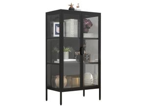 4051814436154 - Stahl Glas Vitrine Sammelvitrine Glasvitrine Schaukasten Standvitrine 110x60x35 Floka M (Farbe Schwarz)