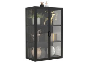 4051814436178 - Stahl Wandvitrine Hängevitrine Glasvitrine Wand Schaukasten Vitrine Glas 95x60x35 cm Flokas L (Farbe Schwarz)