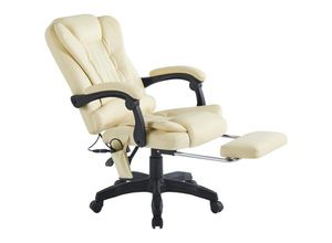 4051814436512 - Massage Heizung Bürostuhl Schreibtischstuhl Drehstuhl Chefsessel Fußablage Gamingstuhl Alasko Plus (Farbe Beige)