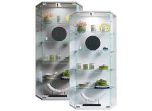 4051814437250 - Wandregal Glasvitrine hängend Vitrine Glas mit ESG-Sicherheitsglas Maße ca H 114 x B 83 x T 17 cm Hängevitrine Glas Modern und platzsparend Glas Vitrinenschrank - Benila L Gr 83 silber B83cm H114cm T17cm Holzwerkstoff Holz Spanplatte Glas Regale