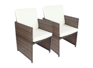 4051814439438 - 2-tlg Set Gartenstuhl Loungestuhl Sessel Maße pro Stuhl ca H 84 x B 53 x T 53 cm Rattan Balkonstuhl mit Sitzkissen - Raloso