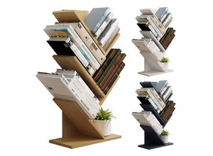 4051814440236 - Standregal Holz Aufbewahrung Stand Regal Bücherregal Deko Bücher Standregal Nulis L Gr 40 grau (anthrazit) B40cm H77cm T20cm Holzwerkstoff Holz Spanplatte Regale