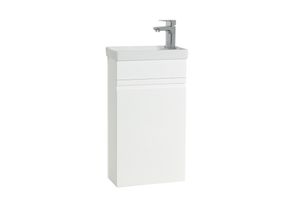 4051814441707 - 2-tlg Set Waschplatz für Gäste WC Gästebad Waschtisch Toilette grifflose Drehtüre Badmöbel Badezimmer Set – Silora M hängend