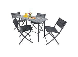 4051814441875 - 5-tlg Gartenmöbel Set Sitzgruppe Essgruppe 1xTisch 4x Stühle Tisch Maße ca H 72 x B 110 x T 55 cm Klappbar Garten Set - Sumila