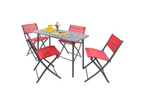 4051814441882 - 5-tlg Gartenmöbel Set Sitzgruppe Essgruppe 1xTisch 4x Stühle Tisch Maße ca H 72 x B 110 x T 55 cm Klappbar Garten Set - Sumila