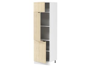 4051814442117 - Küchenschrank Breite 60 cm Hochschrank Küche Küchenmöbel Fasola (Farbe Weiß   Honig-Eiche)