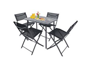 4051814442278 - 5-tlg Set Bistroset Esstisch Gartenset Balkonset Stuh klappbar Tisch Garten Camping Sumila 80x55 (Farbe Schwarz)