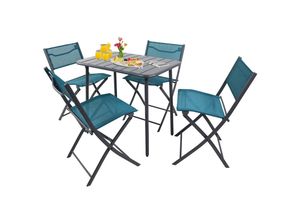 4051814442292 - 5-tlg Gartenmöbel Set Sitzgruppe Essgruppe 1xTisch 4x Klappstühle Tisch Maße ca H 72 x B 80 x T 55 cm Garten Set – Sumila 80x55