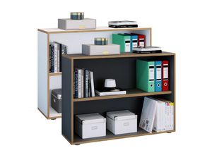 4051814443886 - Holz Büro Stand Regal Bücher Ordner Aktenregal Ordnerregal Bücherregal Salia 2fach B 100 cm