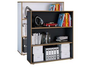 4051814443947 - Holz Büro Stand Regal Bücher Ordner Aktenregal Ordnerregal Bücherregal Salia 3fach B100 cm