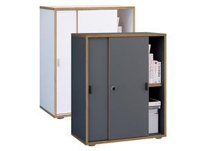 4051814444098 - Büroschrank mit 2 Fächern moderner Aktenschrank mit Schiebetüren Maße H 74 x B 60 x T 37 cm – Salia 2-Fach