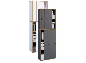 4051814444838 - Holz Büroschrank Ordner Aktenschrank Büromöbel Schrank Salia 5-fach Breite 60 cm Schiebetüren