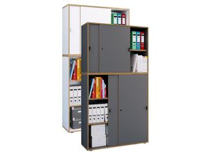 4051814444852 - Holz Büroschrank Ordner Aktenschrank Büromöbel Schrank Salia 5-fach Breite 100 cm Schiebetüren