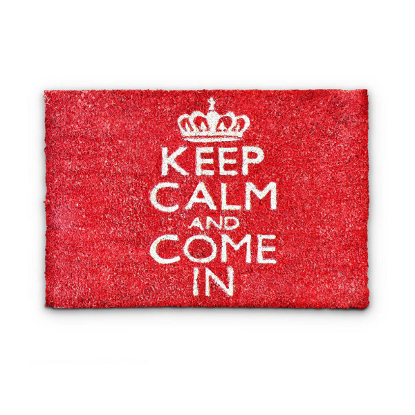 4052025032470 - relaxdays Kokosmatte KEEP CALM AND COME IN rot 400 x 600 cm