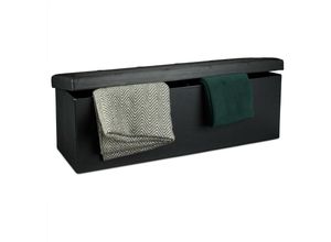 4052025046552 - Faltbare Sitzbank HxBxT 38 x 114 x 38 cm xl Kunstleder Sitztruhe Aufbewahrungsbox mit viel Stauraum schwarz - Relaxdays