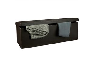 4052025046576 - Relaxdays Faltbare Sitzbank HxBxT 38 x 114 x 38 cm XL Kunstleder Sitztruhe Aufbewahrungsbox mit viel Stauraum braun