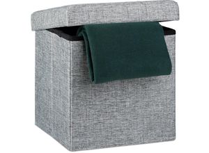 4052025046613 - Faltbarer Sitzhocker Sitzcube als Fußablage Sitzwürfel aus Leinen Deckel zum Abnehmen 38x38x38 cm grau - Relaxdays