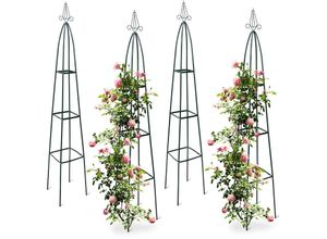4052025126544 - Relaxdays - 4x Rankturm Garten Obelisk freistehende Rankhilfe für Kletterpflanzen Ranksäule Metall hbt 192 x 35 x 35 cm grün 4052025126544 - Relaxdays - 4x Rankturm Garten Obelisk freistehende Rankhilfe für Kletterpflanzen Ranksäule Metall hbt 192 x 35 x 35 cm grün