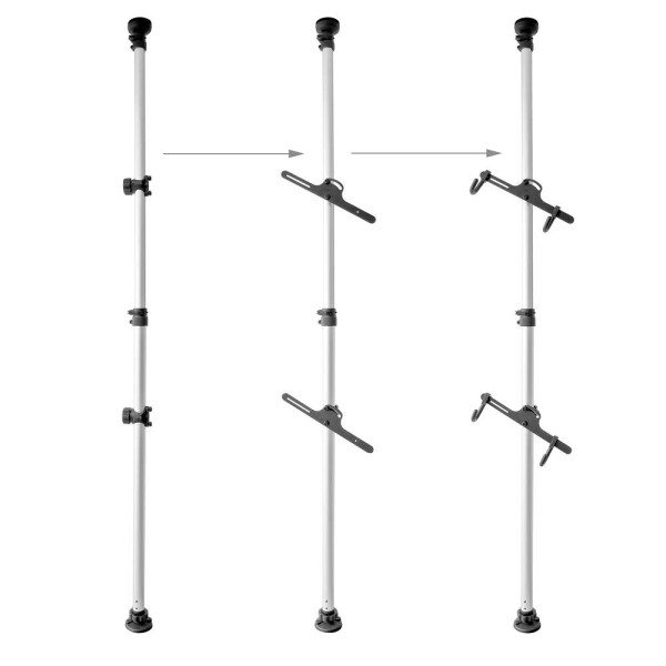 4052025171827 - Teleskop Fahrradhalterung für 2 Fahrräder verstellbar bis 40 kg 34 m Alu Fahrradaufbewahrung Decke silber - Relaxdays