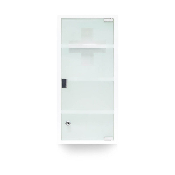 4052025185183 - Medizinschrank emergency xxl Medikamentenschrank Metall und Glas Apothekerschrank fürs Bad HxBxT 57 x 27 x 12 cm mit magnetischer Glas-Tür 4 Ablagen