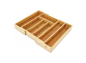 4052025188832 - Besteckkasten aus Bambus hbt ca 5 x 43 x 34cm Besteckeinsatz ausziehbar mit 5 bis 7 Fächern als Schubladeneinsatz und Küchenorganizer pflegeleichte