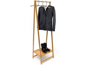 4052025190330 - Kleiderständer Bambus HxBxT 1585x515x405 cm stabiler Garderobenständer aus Bambus mit 1 Ablagefläche zur Schuhaufbewahrung als Schuhablage für