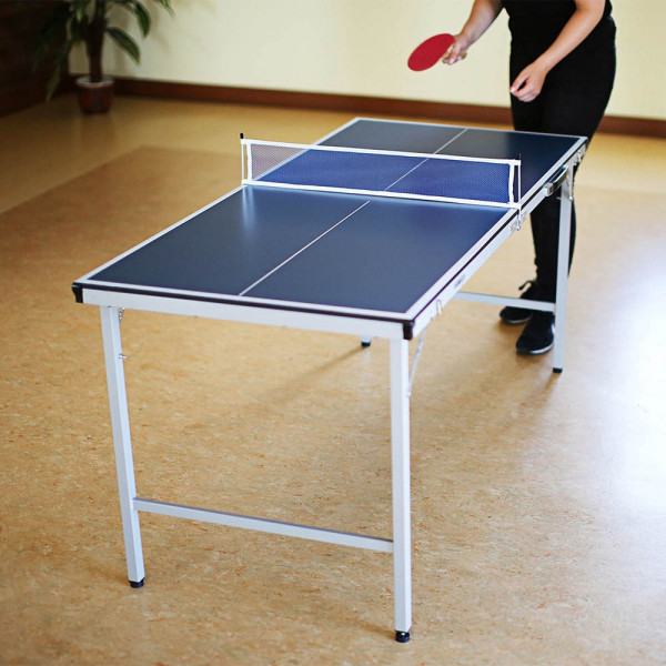 4052025191023 - Relaxdays - Klappbare Tischtennisplatte hbt 71 x 150 x 67 cm tragbarer Ping Pong Tisch Netz Bälle Schläger blau