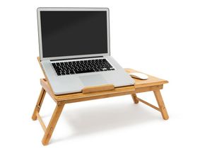 4052025191474 - Relaxdays Betttablett Bambus höhenverstellbar HBT 305 x 725 x 35 cm Laptop Tisch für Notebook mit Leseklappe als Laptopständer klappbar mit Ablage