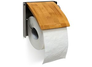 4052025191795 - Toilettenpapierhalter h x b x t 135 x 145 x 135 cm WC-Rollenhalter für 1 Klopapierrolle zur Wandmontage aus Bambus und rostfreiem Edelstahl als