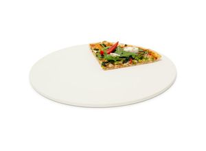 4052025193393 - Relaxdays Pizzastein rund Steinplatte für Pizza & Flammkuchen Backstein für Ofen & Grill Cordierit 33 cm Ø beige