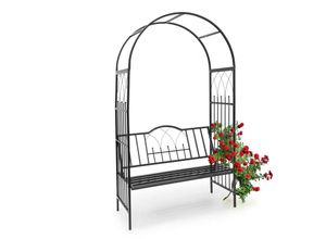 4052025200329 - Rosenbogen mit Bank hbt 203 x 1145 x 59 cm Rankgitter aus pulverbeschichtetem Eisen mit Sitzbank für 2 Personen und schöner Verzierung Rankhilfe für