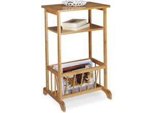 4052025202811 - Beistelltisch mit Zeitungsständer Bambus Robust 2 Ablagen h x b x t 715 x 445 x 37 cm natur - Relaxdays