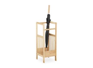 4052025202897 - Schirmständer Bambus eckig 2 Griffe h x b x t ca 64 x 25 x 265 cm Umbrella Stand Schirmhalter natur - Relaxdays