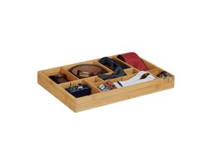 4052025203290 - Relaxdays - Schubladeneinsatz Bambus h x b x t ca 5 x 45 x 32 cm Küchenorganizer mit herausnehmbaren Trennwänden Schubladenkasten als Besteckkasten