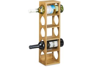 4052025203320 - Relaxdays - Weinregal aus Bambus HxBxT ca 53 x 14 x 12 cm Flaschenhalter mit 5 Fächern Holzregal für Wein Flaschenregal modern Regal für Getränke