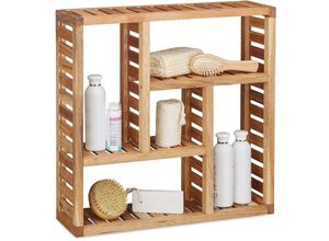 4052025206475 - Wandregal Walnuss mit 5 Fächern für Badezimmer Flur und Wohnzimmer Stauraum HxBxT 50 x 50 x 15 cm natur - Relaxdays