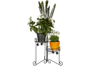 4052025207021 - Blumenständer Metall pulverbeschichtet 3 Ablagen Pflanzen Dekorativ 50 cm hoch Pflanzentreppe schwarz - Relaxdays