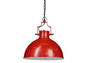 4052025208684 - Hängelampe Industrial Eisen Kette neigbar einflammig schwarz-weiße Akzente HxBxT 154 x 41 x 41 cm rot - Relaxdays