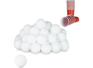 4052025215248 - Relaxdays - Beer Pong Bälle 48 St Tischtennisbälle Trinkspiel Ping Pong Bälle ohne Aufdruck 38 mm Kunststoff weiß