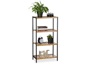 4052025215675 - Relaxdays Regal Bambus universales Standregal Bad und Küche 4 Ablagen Metall-Rahmen HxBxT 97 x 505 x 27 cm natur